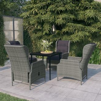 vidaXL Juego De Comedor Para Jard&iacute;n 5 Piezas Rat&aacute;n Sint&eacute;tico Gris Vidaxl