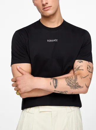 Versace Mens Embroidered signature T-shirt