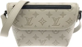 Louis Vuitton Beige Black Leather Shoulder Bag (Pre-Owned)
