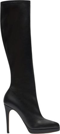 Casadei Michelle Tot De Knie Laars - Dames - Laarzen met Hak - Zwart - 37 EU - Leer - Schoenen