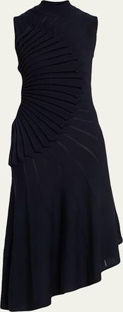 Alaia Mock-Neck Sculpting Wool Dress