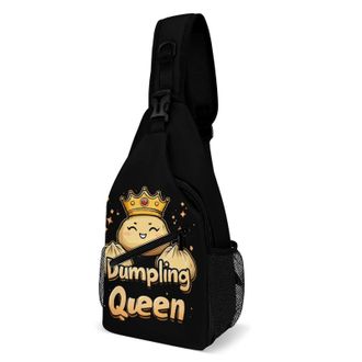 Generic Dumpling Cute Queen Unisex Shoulder Bags Casual Crossbody Chest Bag Sling Backpack for Hiking Cycling Travel