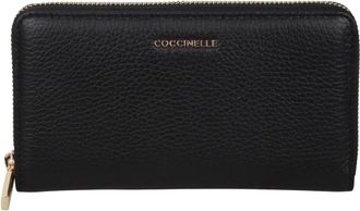 Coccinelle Metallic soft zipper around wallet - Dames - Portefeuilles - Zwart - ONE Size - Accessoires