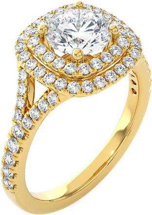 Pompeii3 Certified 2 1/5Ct Cushion Halo Diamond Engagement Ring 14k Gold Lab Grown
