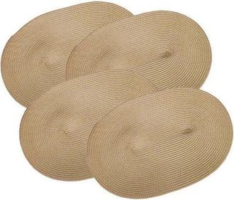 OEM Juego De 4 Manteles Individuales Ovalados De Yute, Color Beige (30x45cm)