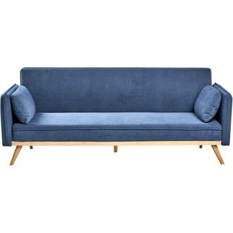 Beliani Beliani - Sof&aacute; Cama Tapizado En Tela Mecanismo Clic-clac Estilo Minimalista Azul