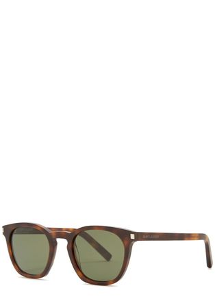 Saint Laurent Tortoiseshell Oval-frame Sunglassess, Sunglasses, Brown