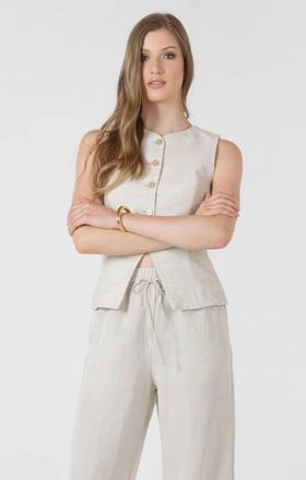 Dex Clothing Button Up Vest In Natural