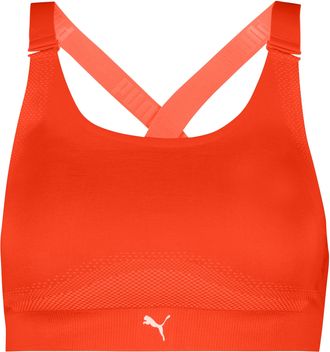 Puma Bustier PUMA PUMA WOMEN 3D KNIT SPORT TOP, Damen, Gr. XXL, N-Gr, flame rot, Single Jersey, Obermaterial: 56% Polyester, 34% Polyamid, 10% Elasthan, BH