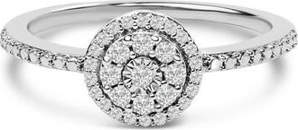 House of Brilliance Sterling Silver 1/5 Cttw Diamond Round Motif Halo Ring at Nordstrom
