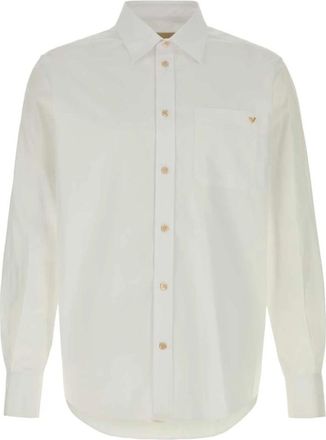 Valentino Garavani Oxford Cotton Shirt met VGold - Heren - Casual Overhemden - Wit - L - Katoen - Overhemden