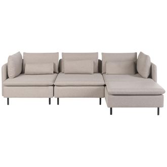 Beliani Sof&aacute; 3 Plazas De Tela Asiento Moderno Izquierdo Sala De Estar Beige Lemvig