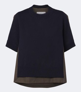 sacai Top in maglia di misto cotone e cashmere