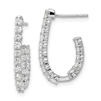 Diamond2Deal 14K White Gold 1 ct Lab Grown Diamond In and Out J- Hoop Earrings VS Clarity, G-H Color