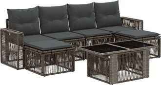 vidaXL Conjunto De Sof&aacute;s De Jard&iacute;n 7 Uds. Gris Y Gris Oscuro Vidaxl