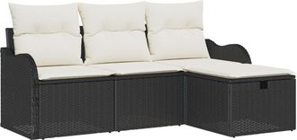 vidaXL Vidaxl - Garden Sofa Set 4 pcs Black and cream 176 x 117 x 85 cm