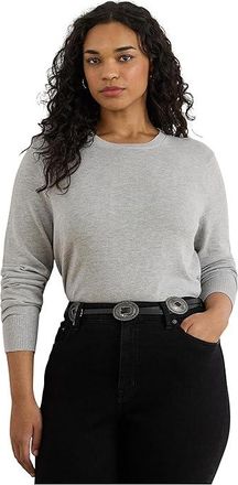 Lauren Ralph Lauren Plus Size Cotton-Blend Sweater Womens Clothing Pearl Grey Heather : 3X, Cotton/Modal/Nylon