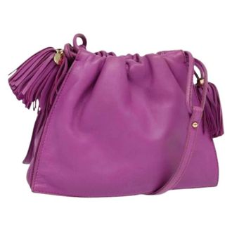 Loewe Pre-owned Bucket Bags, female, Purple, Size: ONE SIZE Pre-owned Leather Crossbody Bag