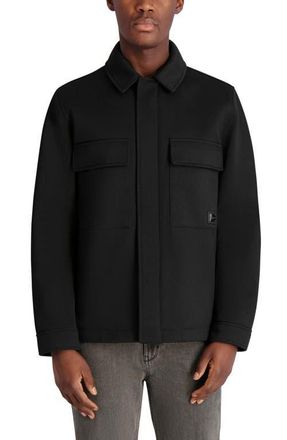 Karl Lagerfeld Twill Shirt Jacket in Black at Nordstrom, Size Xx-Large