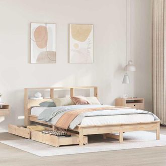 vidaXL Cama Con Estanter&iacute;a Sin Colch&oacute;n Madera Maciza De Pino 150x200cm Vidaxl