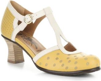 FLY London Blef T-Strap Pump in Bumble Bee/Off White at Nordstrom, Size 10-10.5Us