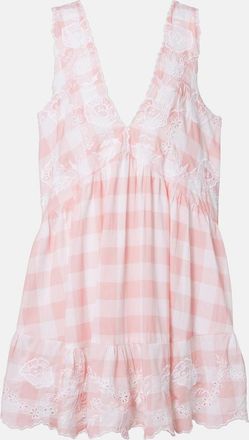 Juliet Dunn Vestido corto de popel&iacute;n de algod&oacute;n a cuadros