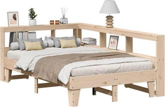 vidaXL Cama Con Estanter&iacute;a Sin Colch&oacute;n Madera Maciza De Pino 135x190cm Vidaxl