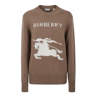 Burberry Round-neck Knitwear, female, Brown, S, EKD Wool Cashmere Jumper
