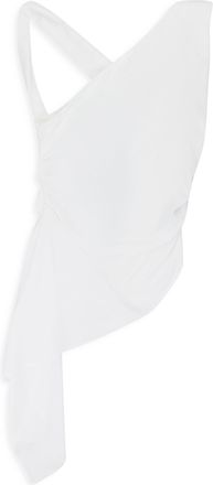 Rhude WHITE ASYMMETRICAL DRAPED BLOUSE