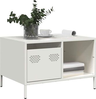 vidaXL vidaXL Tavolino Bianco 68,5x50x43,5 cm in Acciaio Laminato a Freddo
