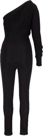 Saint Laurent One-Shoulder Ruched Jumpsuit - Dames - Jumpsuits - Zwart - M - Jumpsuits & Playsuits