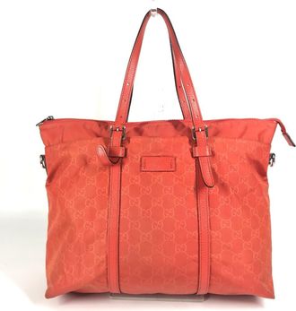 Gucci Orange Nylon Handbag Shoulder Bag Tote Bag (Pre-Owned)