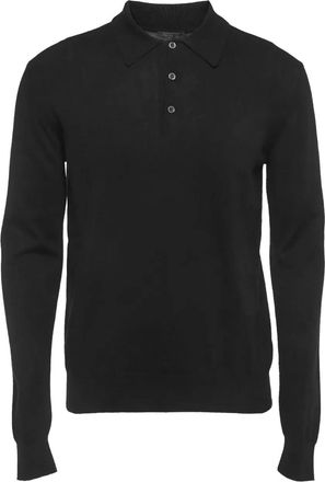 Prada Polo con colletto in maglia - Nero