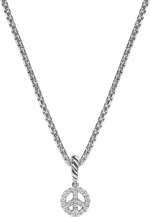 David Yurman Collana Micro Pavé© Peace Sign - Argento