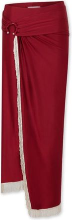 Paco Rabanne Gedrapeerde midi-rok van jersey - Dames - Midirokken - Rood - S - Rokken