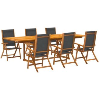 vidaXL Vidaxl Juego Comedor De Jard&iacute;n 7 Pzas Madera Maciza Acacia Y Textileno