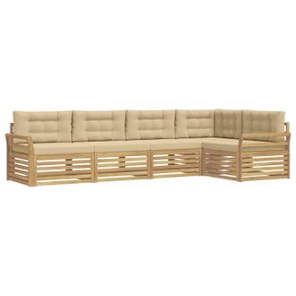 vidaXL Conjunto De Sof&aacute;s De Exterior 5 Uds. Y Beige Poli&eacute;ster Vidaxl