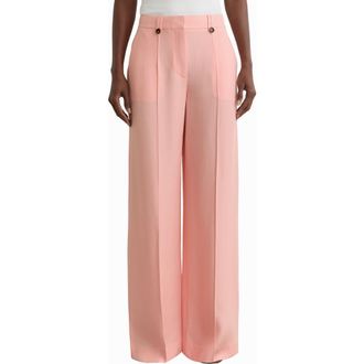 Reiss Magda Pleated Linen Wide Leg Pants in Pink at Nordstrom, Size 10 Us
