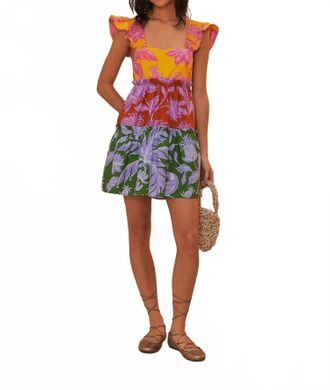 Farm Rio Tropical Swing Mix Mini Dress In Multi