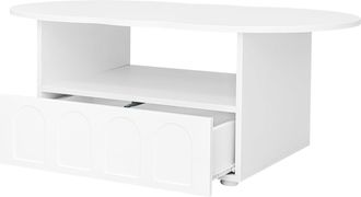 STILVORA Mesa De Centro Forma De Nube Con 1 Caj&oacute;n Push-to-open Y 1 Hueco Abierto, Estilo Moderno, En Tablero De Part&iacute;culas, 100&times;60&times;40,5 Cm, Blanco