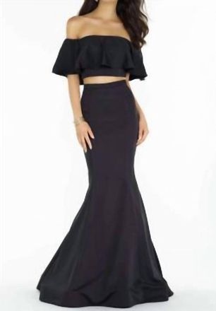 Alyce Paris 2 Piece Bandeau With Mermaid Skirt In Black