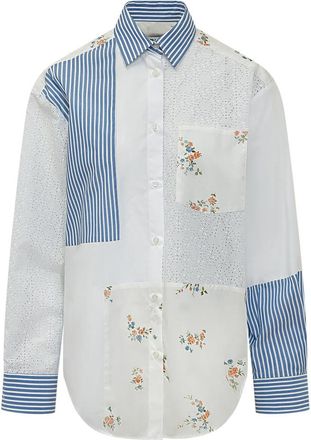 Msgm White Relaxed Patchwork Shirt