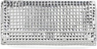 Jessica McClintock Helena Pyramid Mesh Flap Clutch in Silver at Nordstrom Rack