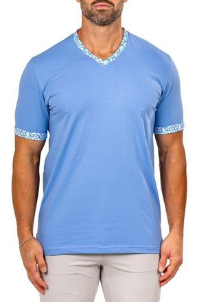Maceoo Edison Marthyr0005 Blue Cotton V-Neck T-Shirt at Nordstrom, Size 7