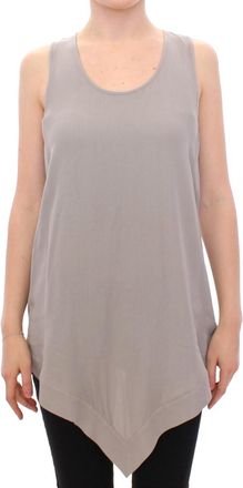 Comeforbreakfast Womens Highlow Hemline Sleeveless Top - Grey Silk - Size EU 38 (Womens)