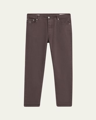 Brunello Cucinelli Mens Dyed Denim Slim-Straight Leg Five-Pocket Pants