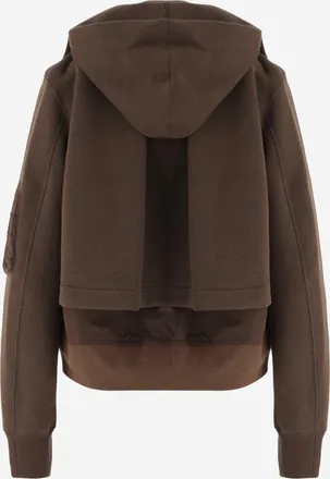 sacai Womens Cotton-Blend Sweatshirt With Layered Details Brown Main: Cotton Top