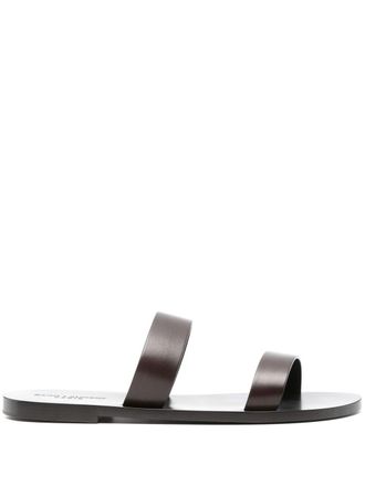 Saint Laurent Leren slip-on sandalen - Bruin