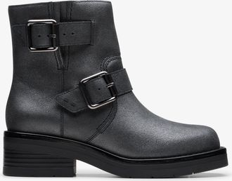 Clarks Womens Rebelle Buckle Pewter Metallic Boots - Grey - Size UK 4.5