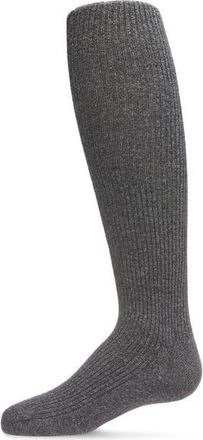 MeMoi Thin Ribbed Basic Non-Binding Tights in Charcoal at Nordstrom, Size 18-24M